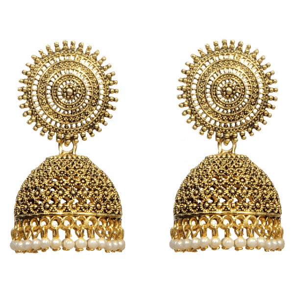 Pasha Oxidised Gold Tone Jhumka Earring