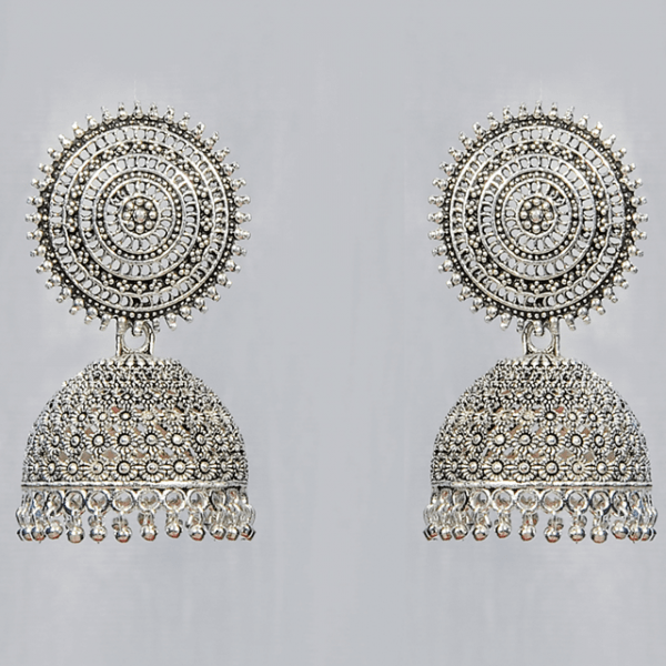 Pasha Oxidised Silver Tone Jhumka Earring