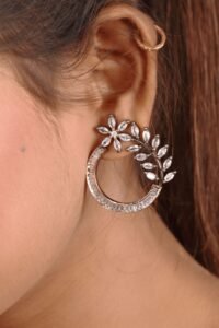 Disvover Your Unique Style with the Women White Stone American Diamond Stud Earrings 1 min