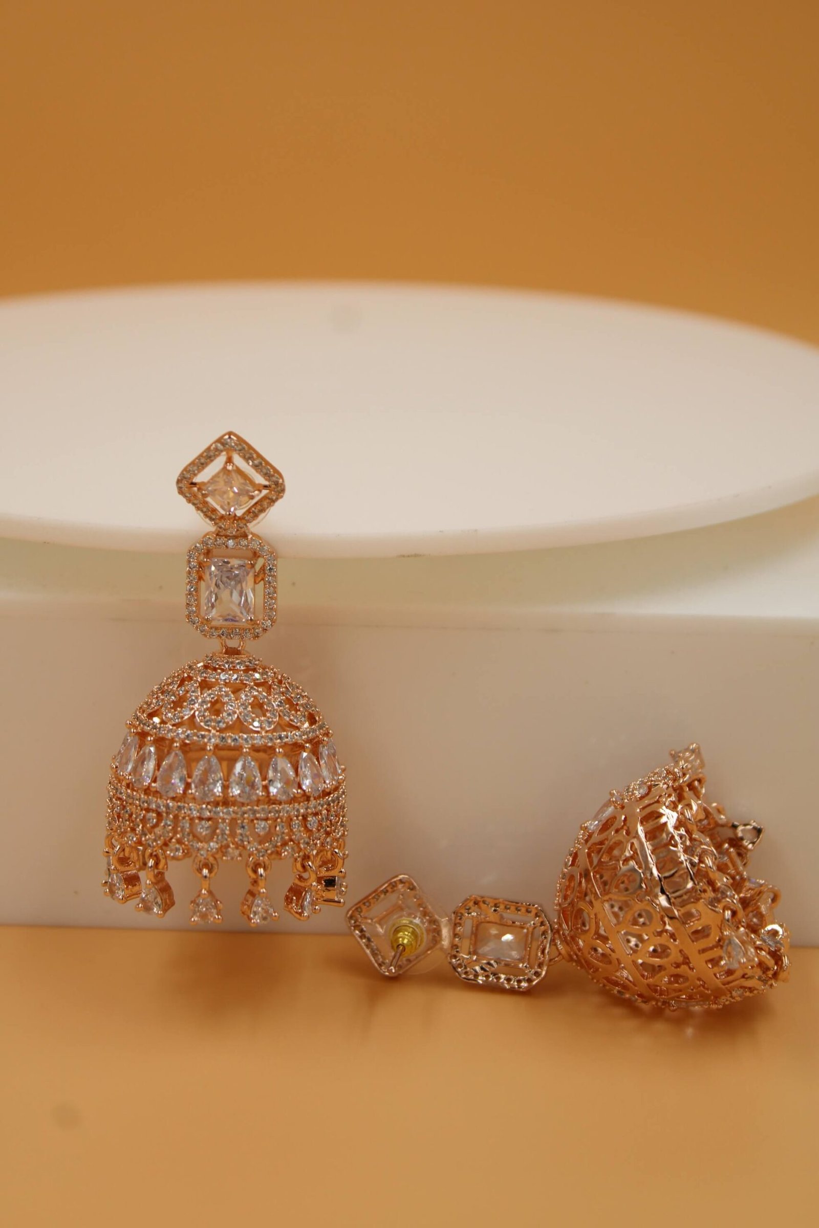 Small Jhumka earrings|American Diamond Jhumka Jhumki|South Indian Earr | Jhumka  earrings, Indian earrings, American diamond