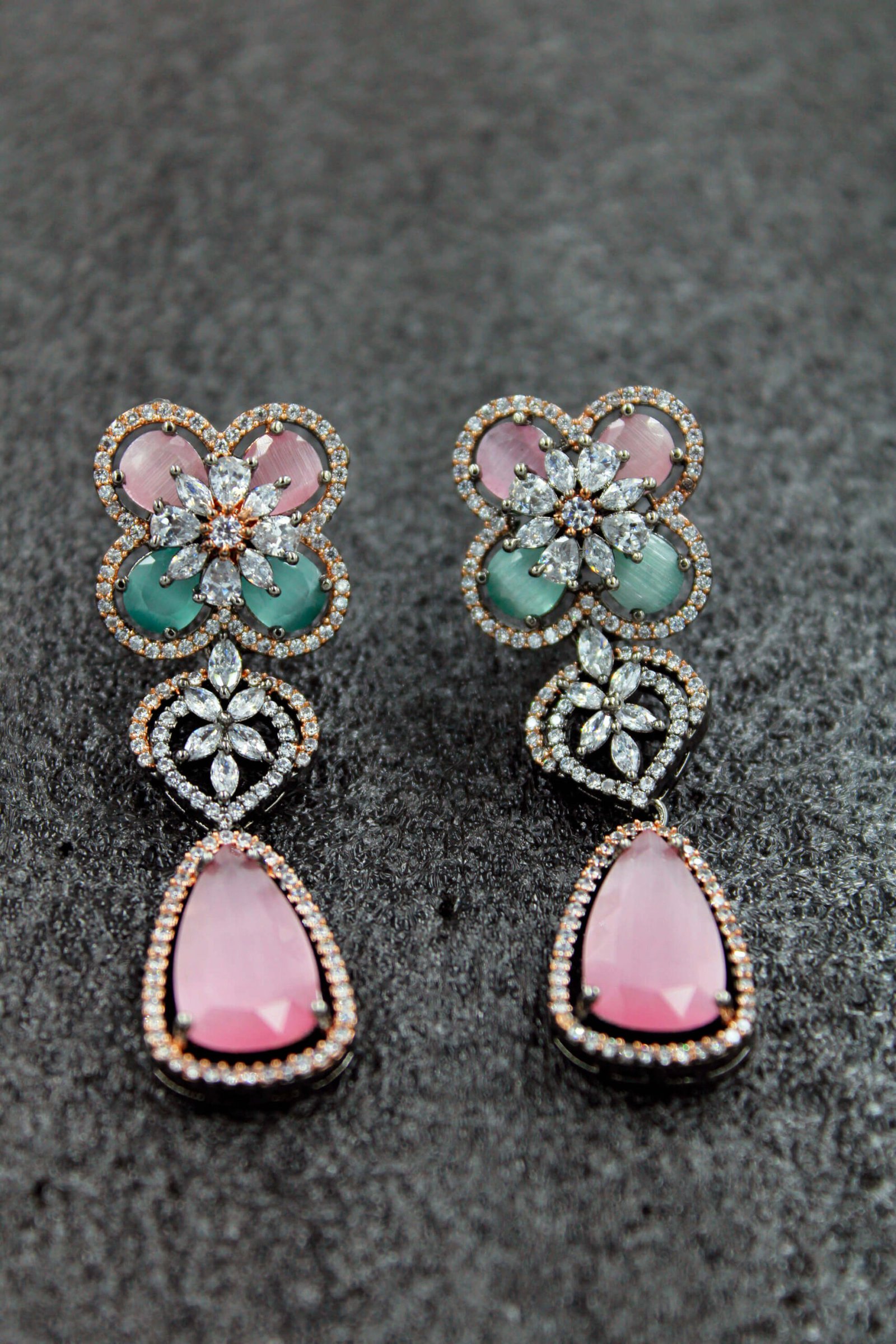 Pink Star Handmade Beaded Boho Bollywood Wedding Party Earrings for Women  Girls