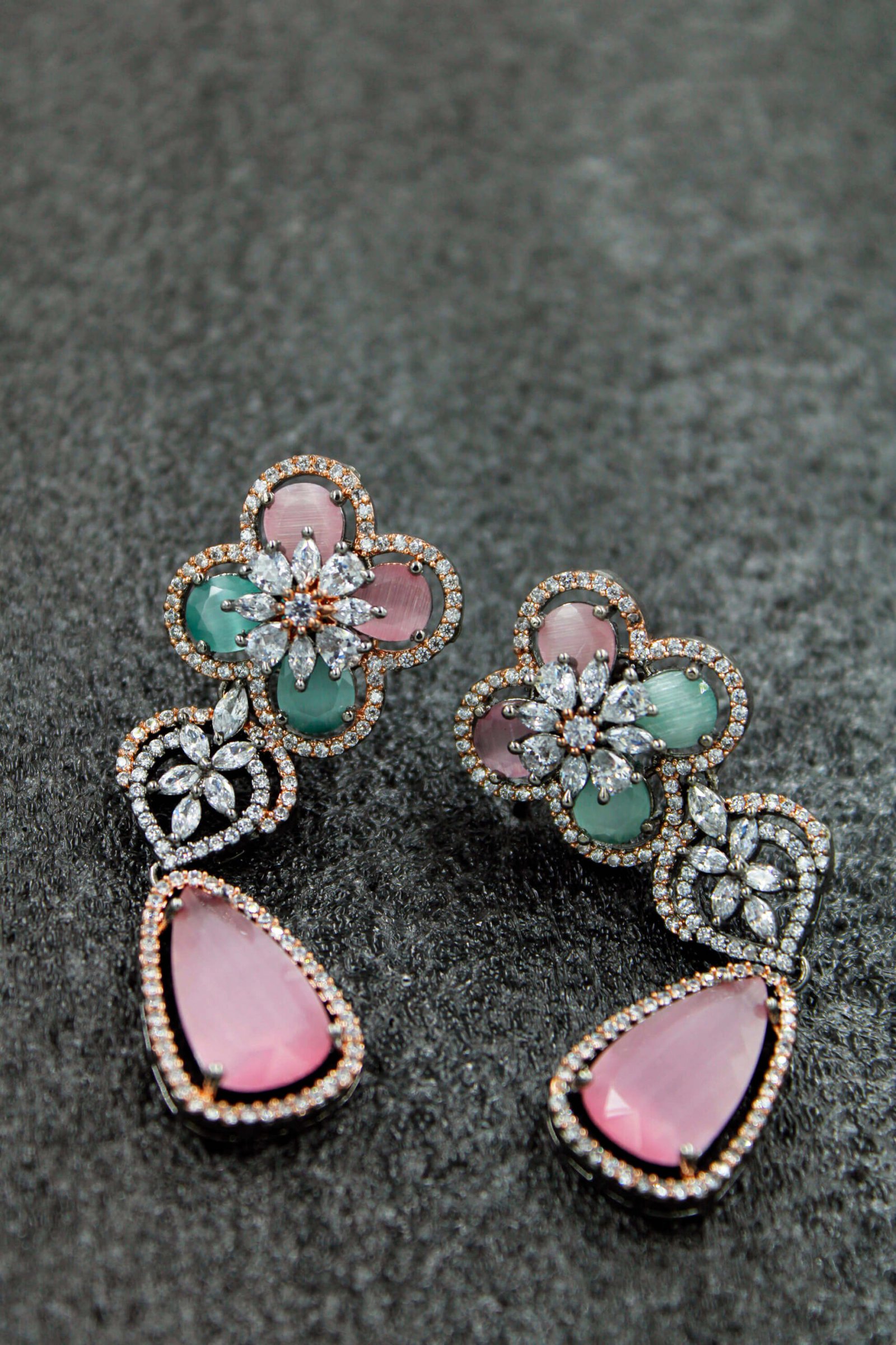 Buy Zaveri Pearls Enamelling Turquoise Blue & Pink Lotus Kundan Dangle  Earring - ZPFK8783 Online
