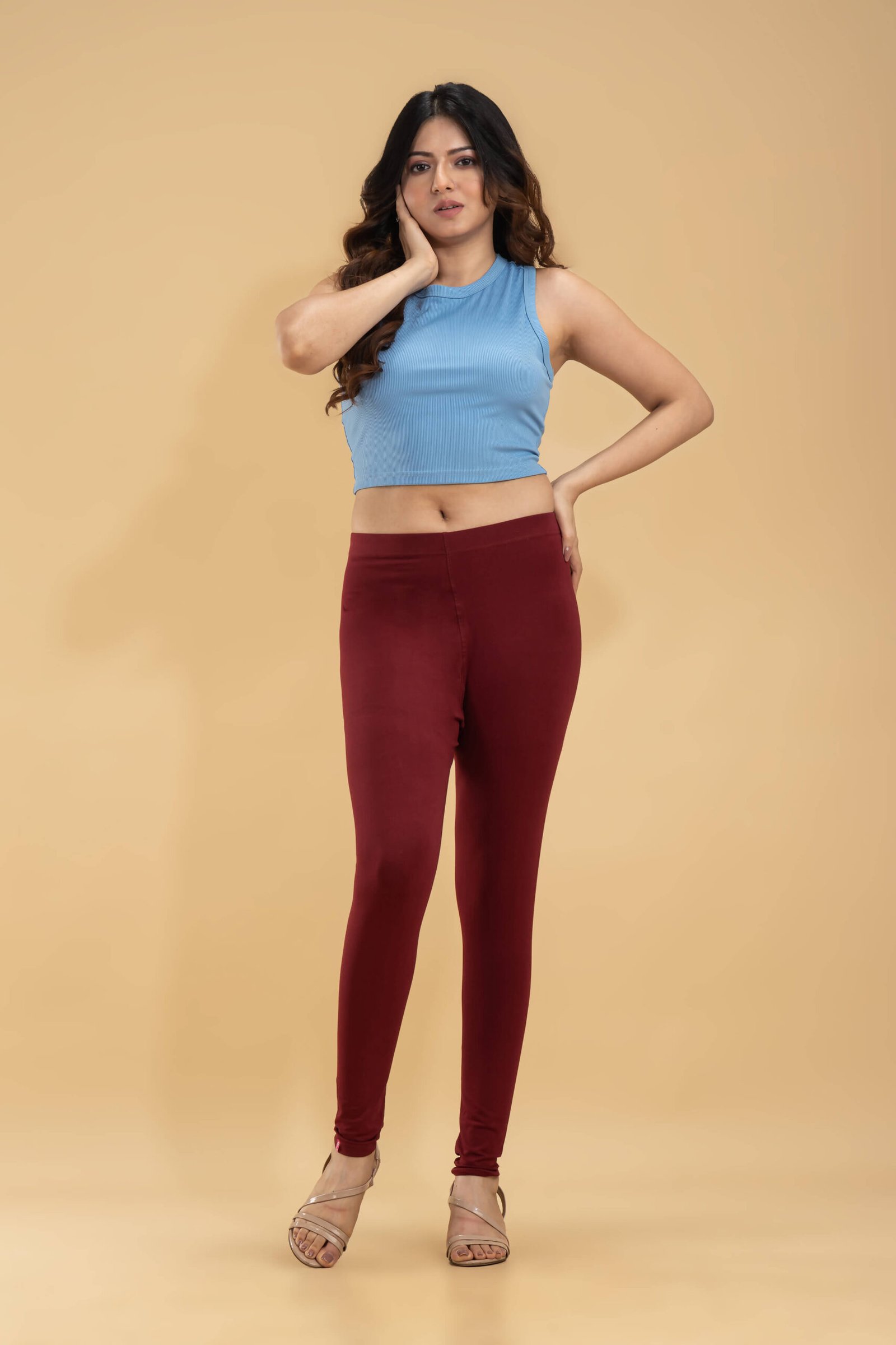 BUYNEWTREND Maroon & Red Cotton Leggings - Pack Of 3-sonthuy.vn